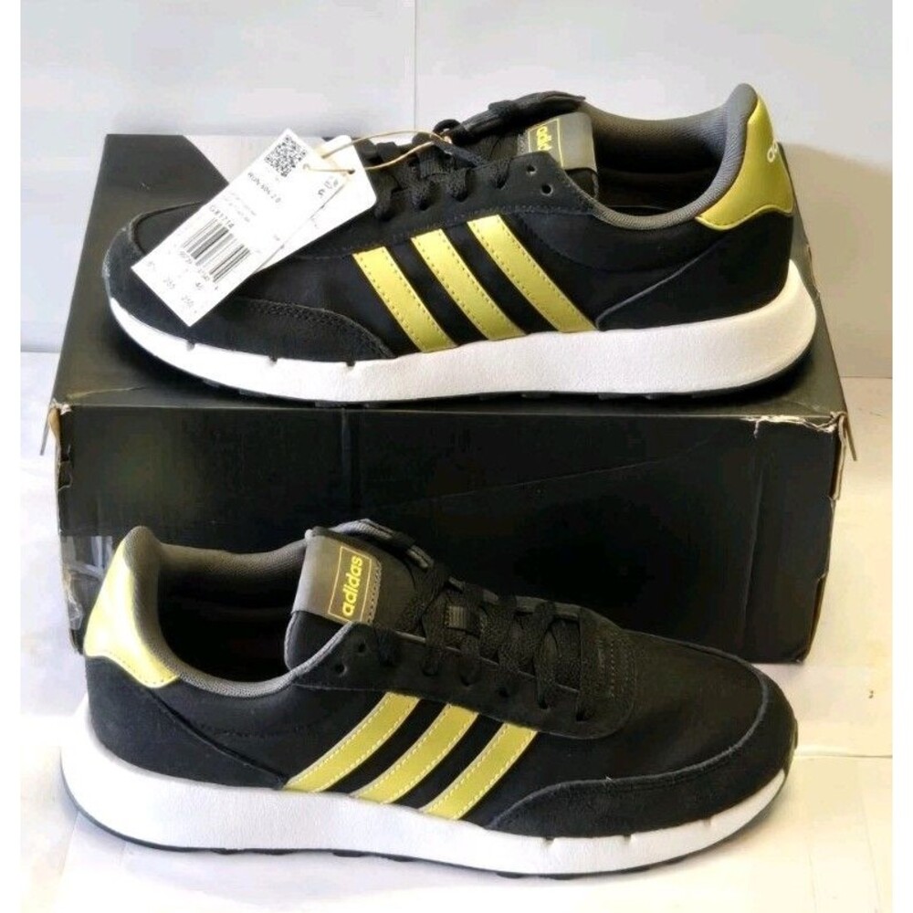 adidas Run 60s 2.0 Black Gold Women’s 8.5 GX1714 New